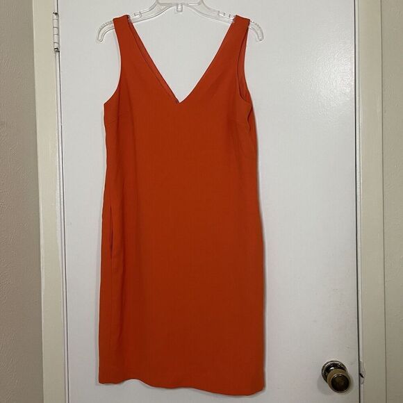Ralph lauren orange vneck sleeveless short shift dress with pockets size 4 - Picture 1 of 7